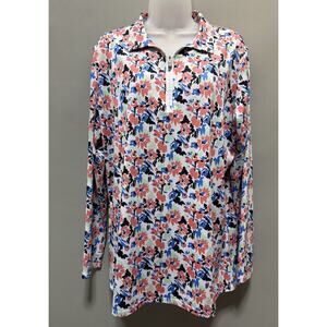 Sport Haley Tempo Floral Long Sleeve Golf Sun Shirt 1/4 Zip Womens XXL Excellent